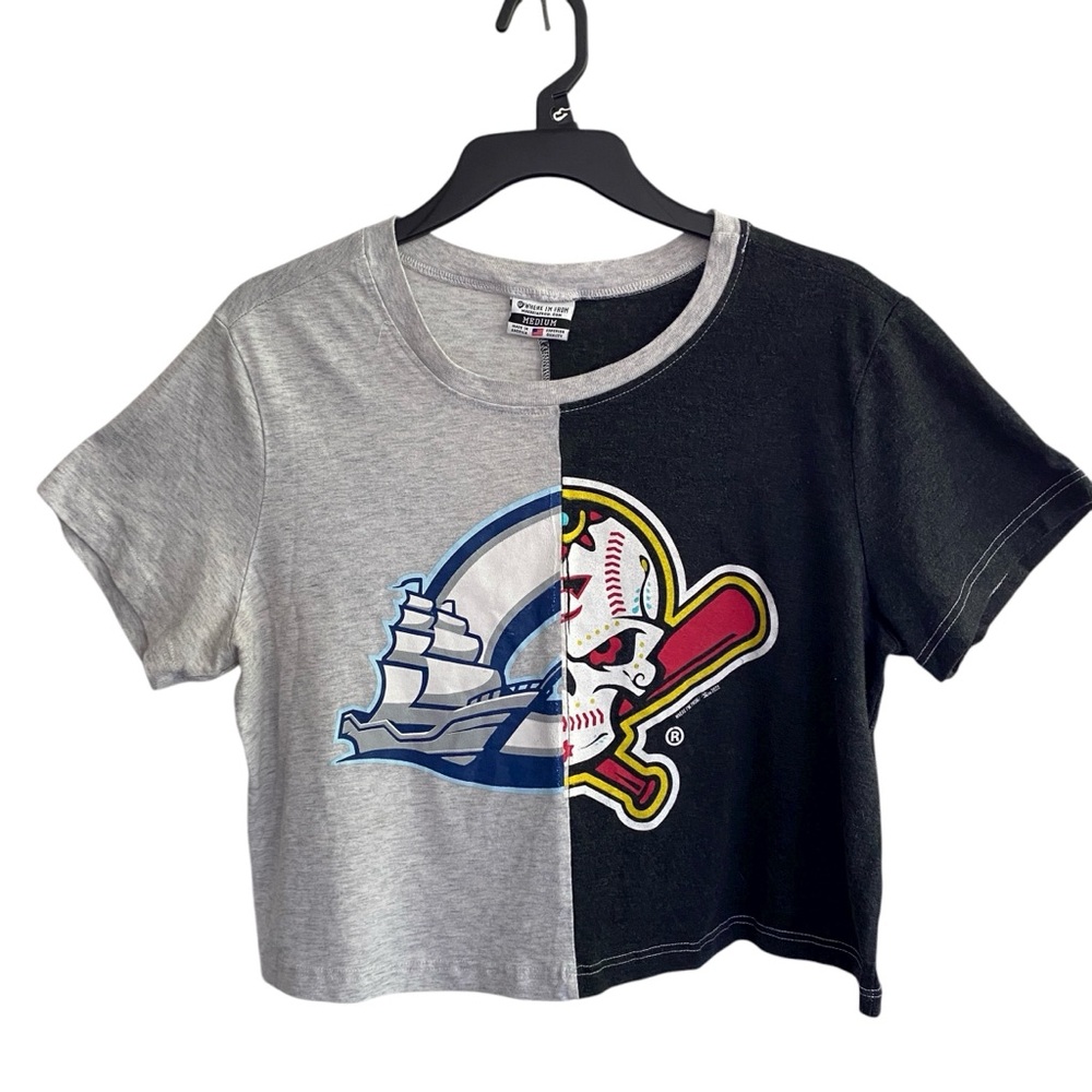 WHERE I'M FROM Charleston River Dogs & Tampa Tarpons Cropped Two Tone Tee Size M